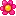 a pixel art drawing of a pink flower with a yellow center .