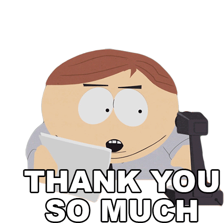 Thank You So Much Eric Cartman Sticker - Thank You So Much Eric Cartman South Park Stickers
