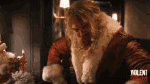 angry look santa claus david harbour violent night rolling the garland
