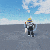 a person with a controller on their back is walking on a tiled floor