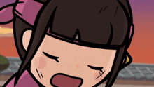 a cartoon drawing of a girl with a triangle in her hair