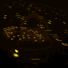 a dark background with yellow letters and numbers including the letters l and r
