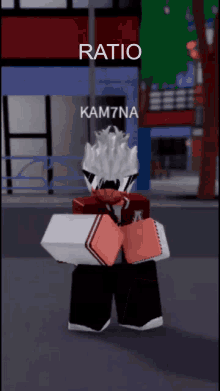 a video game character with the name kam7na on the bottom right