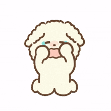 cute dog beige character cry