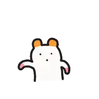 a cartoon hamster is scratching its head with its hand in korean .