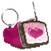 a pixel art of a tv with a heart on it .