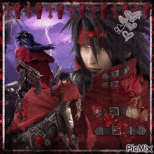 a picture of a man in a red cape with the words i love you on his head