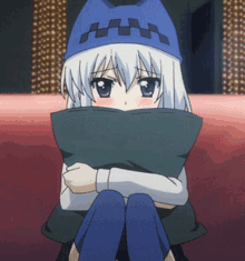 anime sad blush pillow girl
