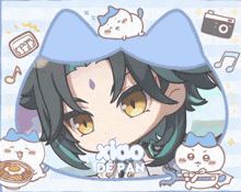 a picture of xiao de pan with a cat 's head