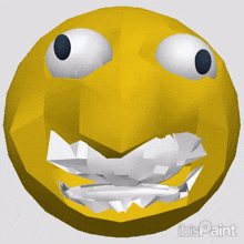 a 3d model of a smiley face with ibis paint written underneath