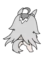a drawing of a girl with gray hair and a ponytail