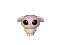 a 3d rendering of a bunny with big eyes