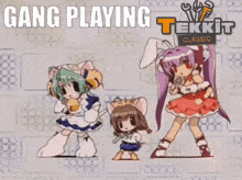 a poster for gang playing tekkit classic shows three anime girls