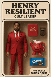 a henry resilient cult leader action figure with oreo cookies