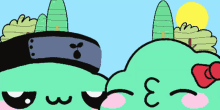a cartoon drawing of a person wearing a headband with a leaf on it
