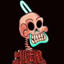 a cartoon drawing of a monster with a rainbow colored mouth and a crown on its head