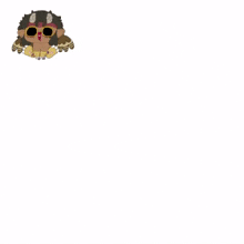 a cartoon owl wearing sunglasses is sitting on a white surface .
