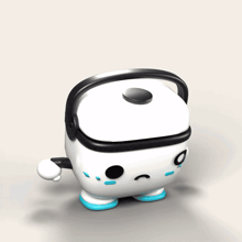 a cartoon character with a sad face and headphones on his head