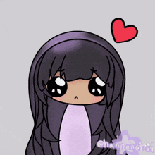 a drawing of a girl with a broken heart above her head by hannachai