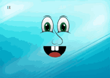 a cartoon face on a blue background with the letter h on it