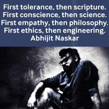 a quote from abhijit naskar is displayed on a poster