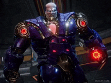a video game character with momo written on his face