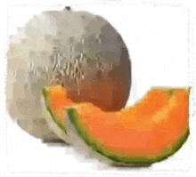 a drawing of a cantaloupe with a slice taken out of it