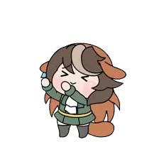 a cartoon drawing of a girl with brown hair and a dog 's tail