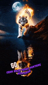 a poster with a tiger on it that says go