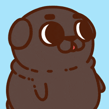 a cartoon drawing of a pug dog with big eyes