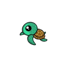 a turtle with a brown shell is swimming in the water .