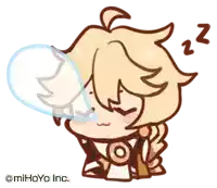 a cartoon of a boy sleeping with a bubble around his head