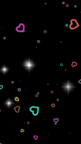 a blurry picture of a woman with hearts surrounding her