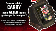 an advertisement for apex legends shows a hand holding a cell phone