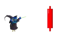a cartoon of an owl with a wizard 's hat shooting a green light
