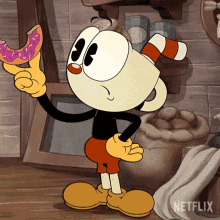 Eating A Donut Cuphead GIF - Eating A Donut Cuphead The Cuphead Show GIFs