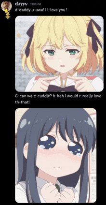 a screenshot of a tweet that says ' d-daddy u-uwu ! i love you '