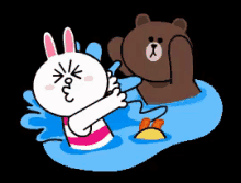 Brown Cony Play GIF - Splash Water Splash Cony And Brown GIFs