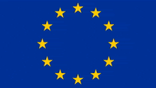 the flags of the european union are arranged in a circle with yellow stars in the background