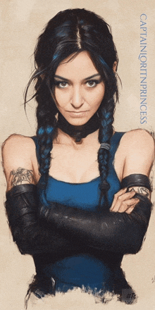 a drawing of a woman with braids and the words captain north princess
