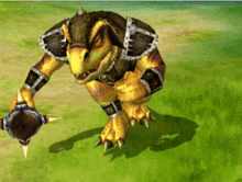 a video game character is standing in a field