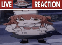 a picture of a girl with the words live reaction above her