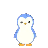 a blue and white penguin with a yellow beak