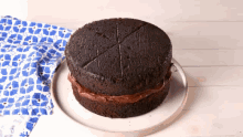 Chocolate Cake Double Layered Cake GIF - Chocolate Cake Double Layered Cake Baking GIFs