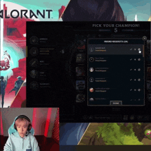 a person playing a video game with the words pick your champion on the bottom