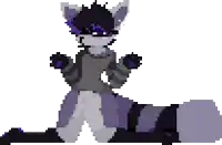 a pixel art of a raccoon wearing glasses and a sweater