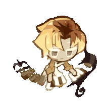 a cartoon character with blonde hair and brown eyes is holding a umbrella .