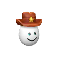 an egg wearing a brown cowboy hat with a yellow star on it