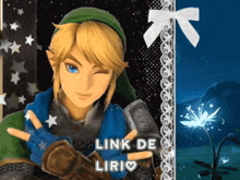 a video game character with the words link de liri written on the bottom