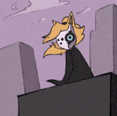 Whisper The Wolf Mask GIF - Whisper The Wolf Mask Watching On A Building GIFs